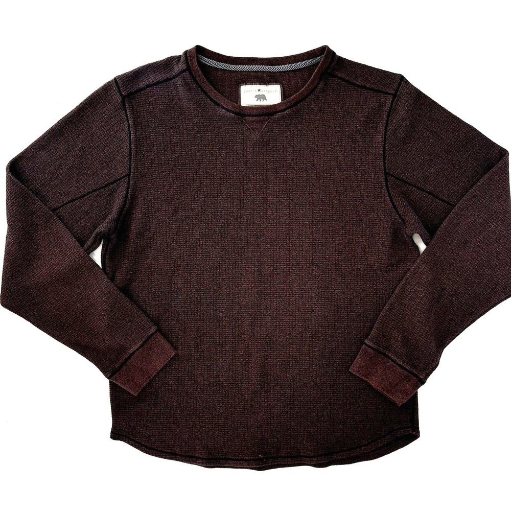 Dakota Grizzly Mens Thermal Long Sleeve Burgundy Shirt size Large Cotton Blend